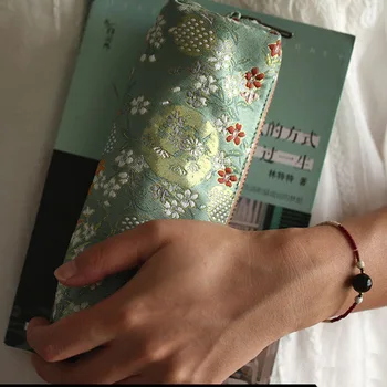 กล่องดินสอปักลายสไตล์จีนวินเทจกระเป๋าดินสอปั๊มทองกล่องดินสอความจุมาก tas kosmetik POUCH pensil