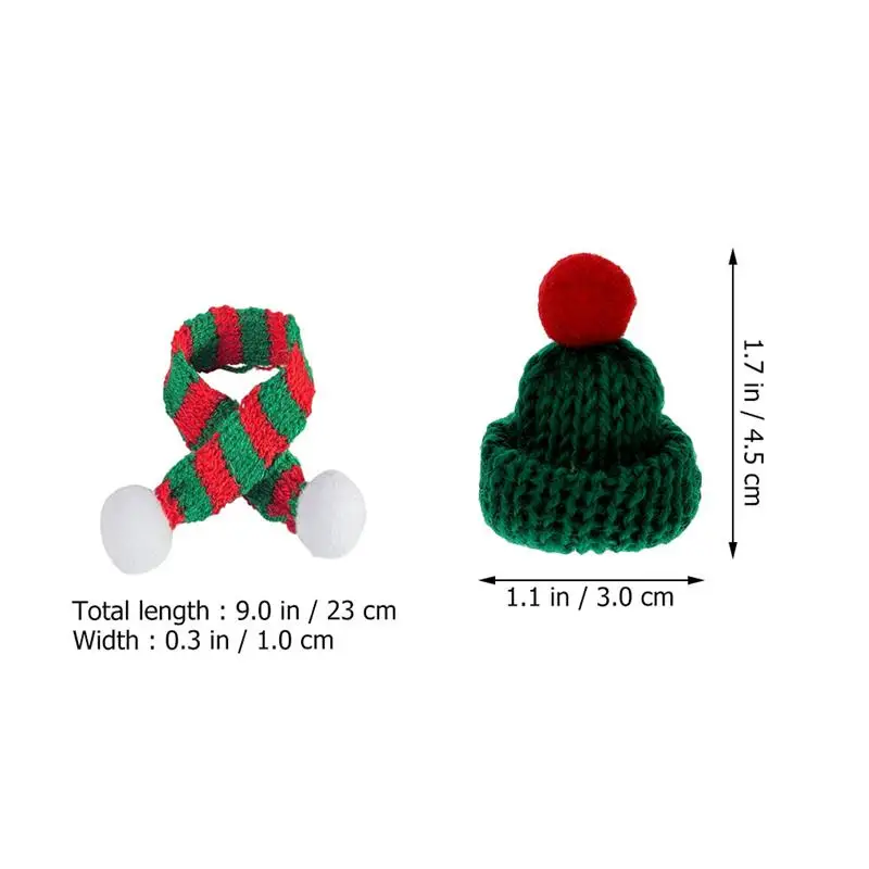 24Pcs Mini Christmas Knit Hat Scarf DIY Wine Bottle Cover Decor Mini Woolen Hat Wine Bottle Decorative Hat DIY Handmade