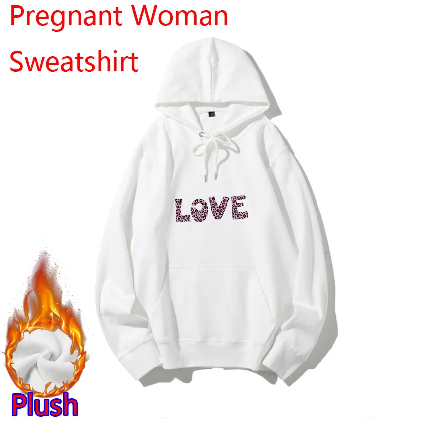 Winter Maternity Women Hoodie Plush Pregnant Woman Hoody Customized Lattice Love Funny Print Add Your Design Idea Cool DIY Or Lo