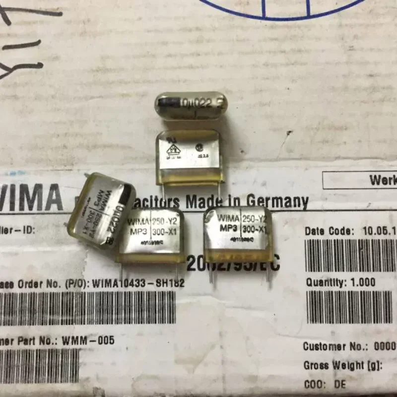 10PCS WIMA MP3-Y2 0.022uF 223 250V 300V X1 Copper Pin Coupled Transparent Film Capacitor