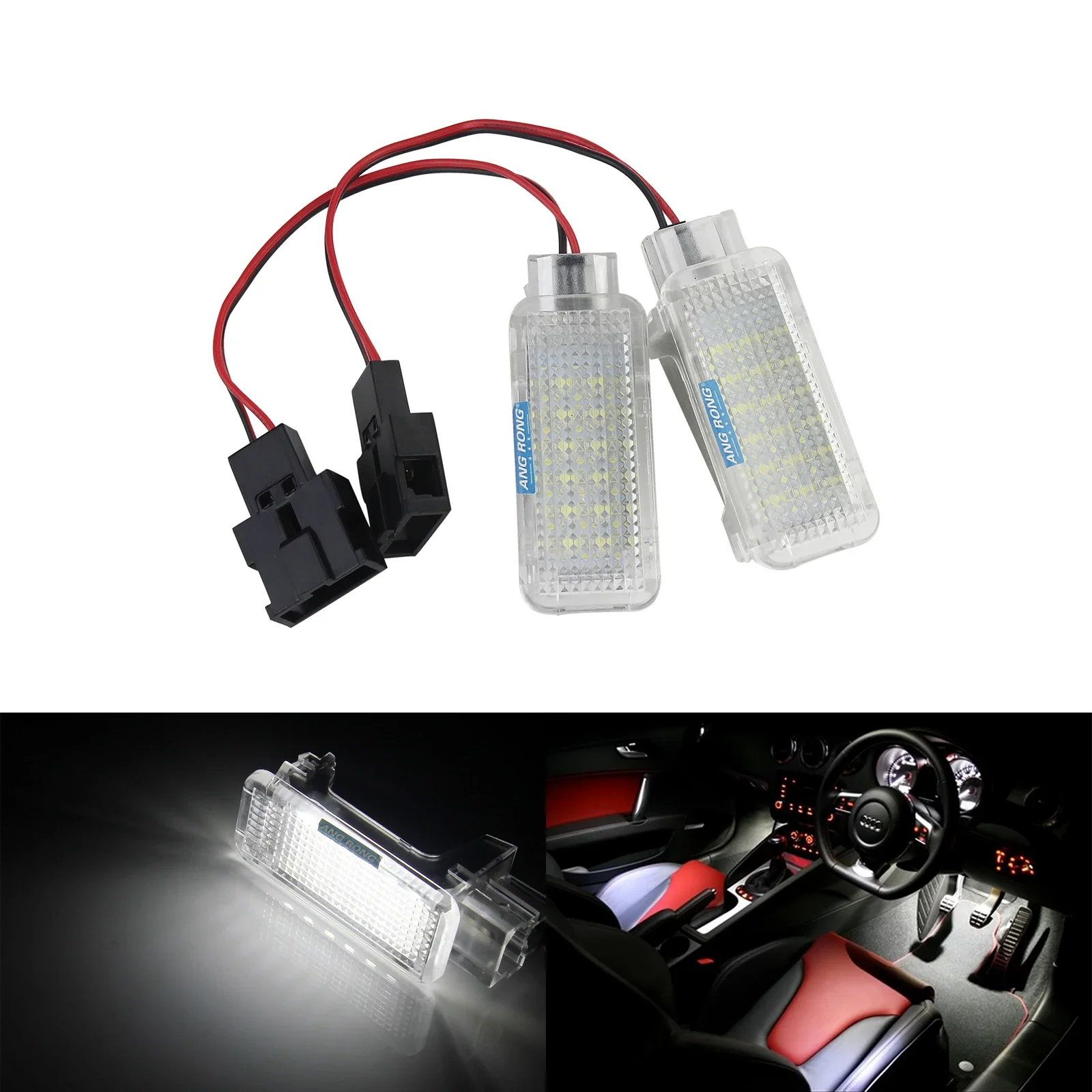 ANGRONG 2x Xi Nhan Canbus LED Hành Lý Cửa Lịch Sự Footwell Đèn Nội Thất Thân Cây Khởi Động Đèn Cho Xe Audi A3 8P A4 B6 b8 A5 A6 C5 A8 Q5 Q7 TT