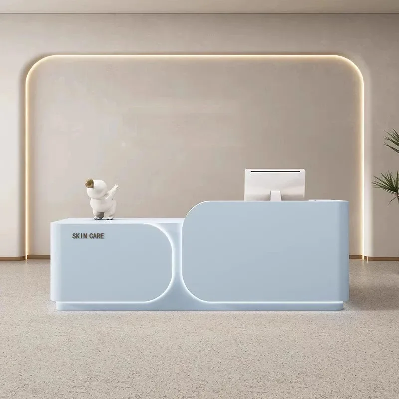 Mostradores de recepción de diseño de almacenamiento, cajón barato de madera de lujo, escritorios de recepción blancos, muebles de recepción Mostrador clásicos modernos