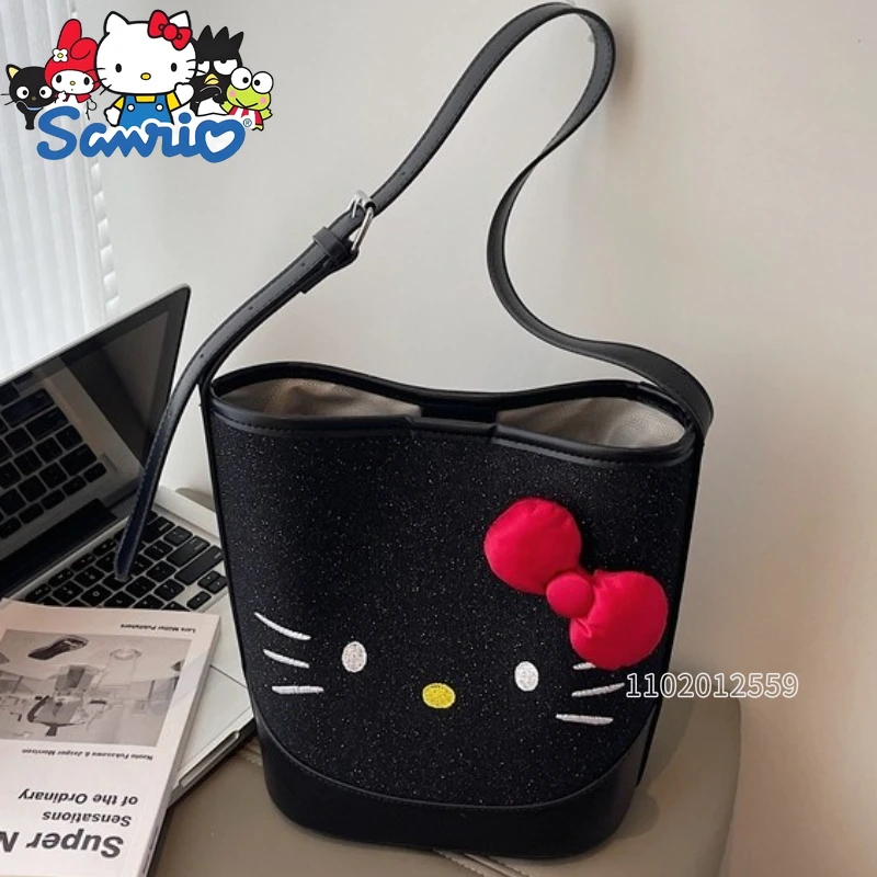 

Sanrio Hello Kitty New Women's Shoulder Bag Cartoon Cute Women's Handbag Large Capacity Fashion Trend Bucket Bag High Quality