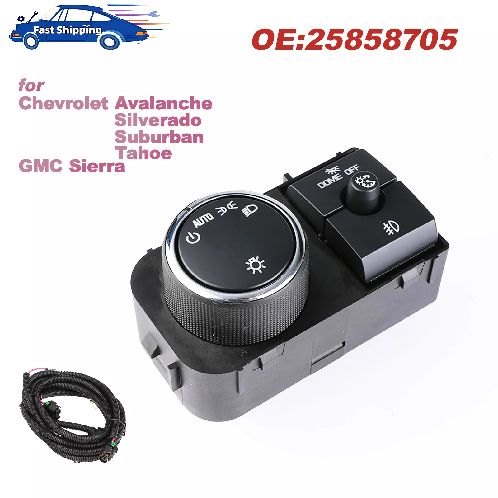 

25858705 For Chevrolet Avalanche,Silverado,Suburban,GMC Sierra 2007-2013 Headlight Fog Lamp light Switch 15926099 15096895