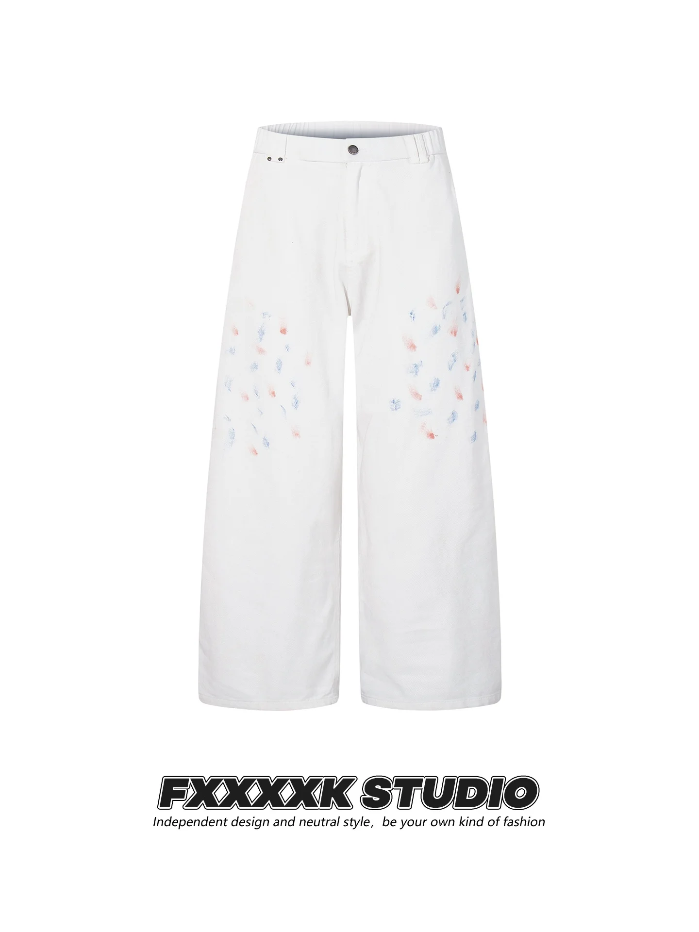 

FXK Original High Waist Straight Leg Workwear Pants ex Ins Sle Printed Cotton Casual Trousers for Youth Autumn Wear