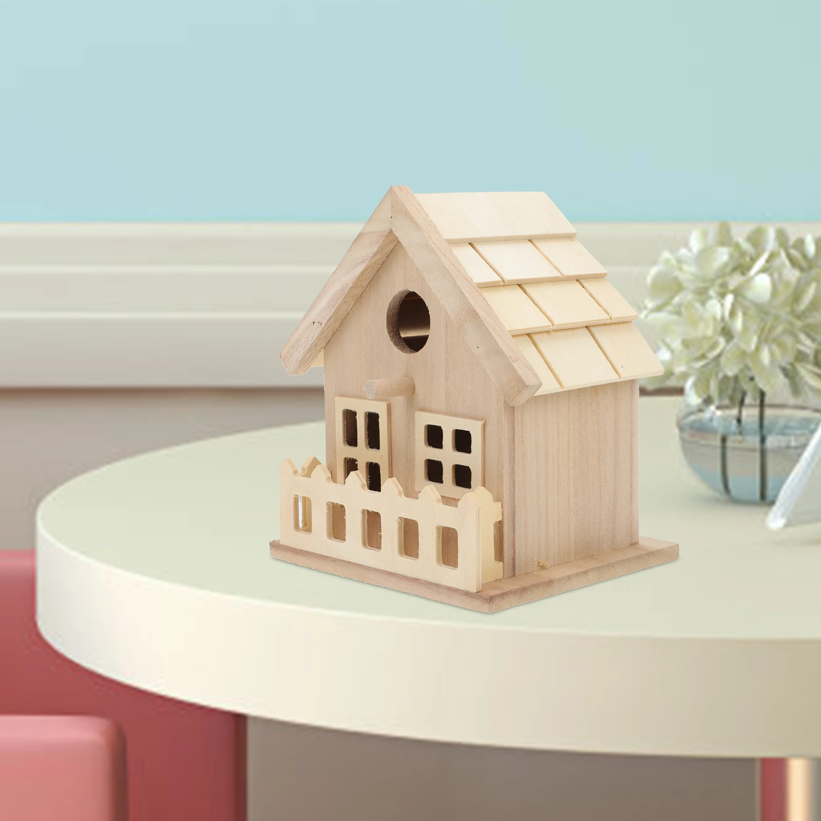 

Wooden For Outdoor Garden Hanging Nest Feeder Cage Natural Durable Wood Smooth Surface Long Lasting Exquisite Hut Parrot