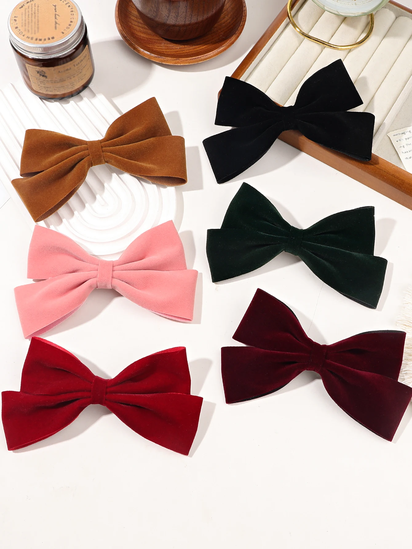 1PCS Velvet Hair Bows Hair Ribbon Clips Hair Accessories for Women Girls Toddlers Kids Baby