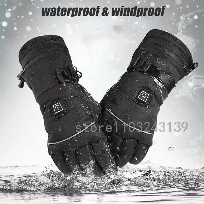 Heated Gloves Women Men Winter Warm Battery Case Heated Gloves Touch Screen Waterproof Skiing Heated Rechargeable Gloves