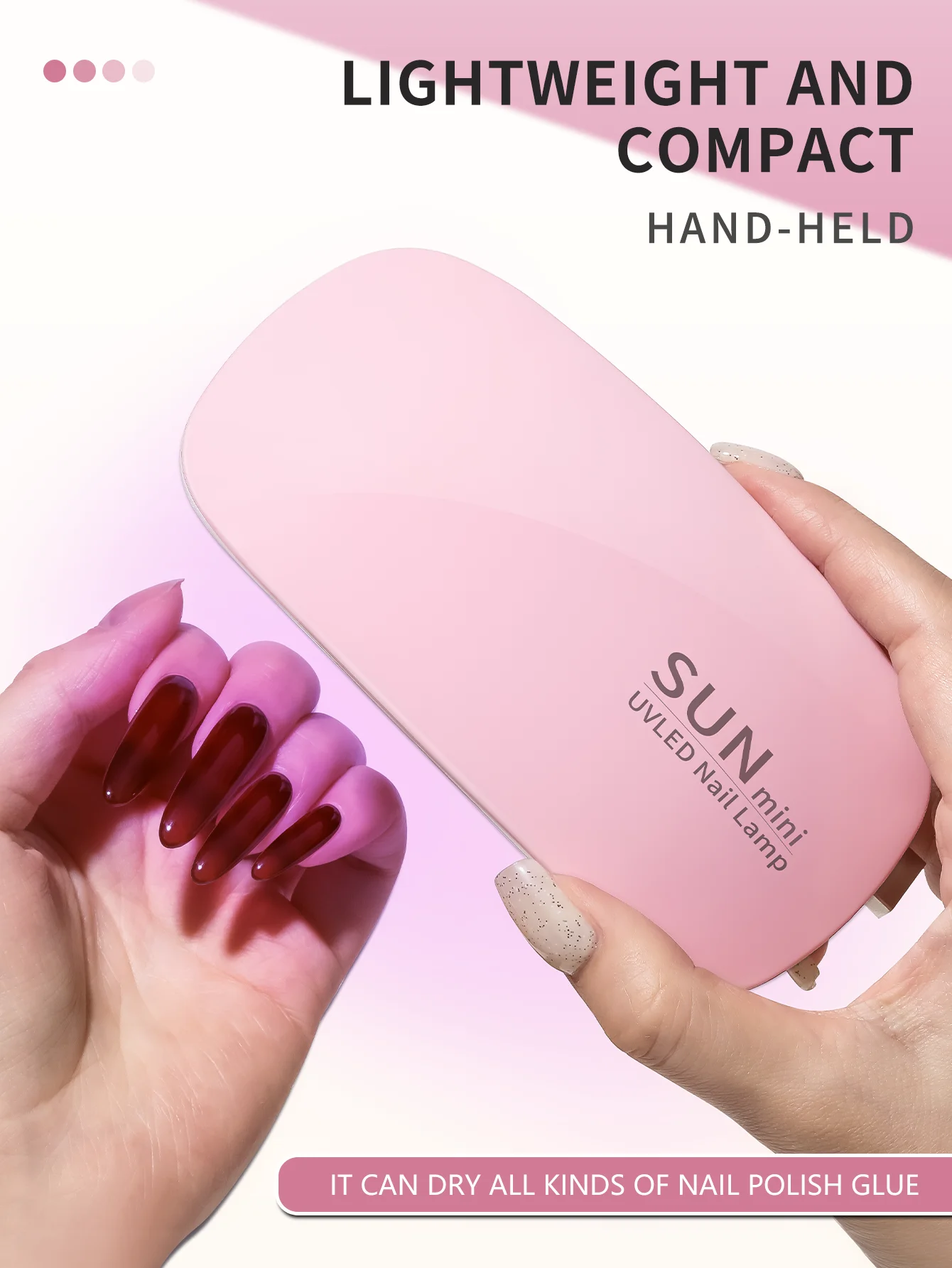 1 قطعة 6 حبيبات مصباح مستديرة متفاوتة الأحجام الأبيض/الوردي ماوس صغير مسمار مصباح ماكينة تجفيف الأظافر UV/LED LampPortable مايكرو USB كابل إمداد الطاقة الاستخدام المنزلي
