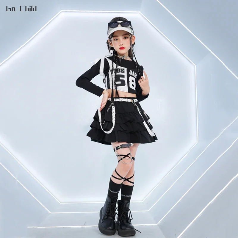 Hip Hop Girls Cool K-pop Crop Top Street Dance Cargo Pants Kids Streetwear Skirts Children Jazz Costumes Girl Group Clothes Sets