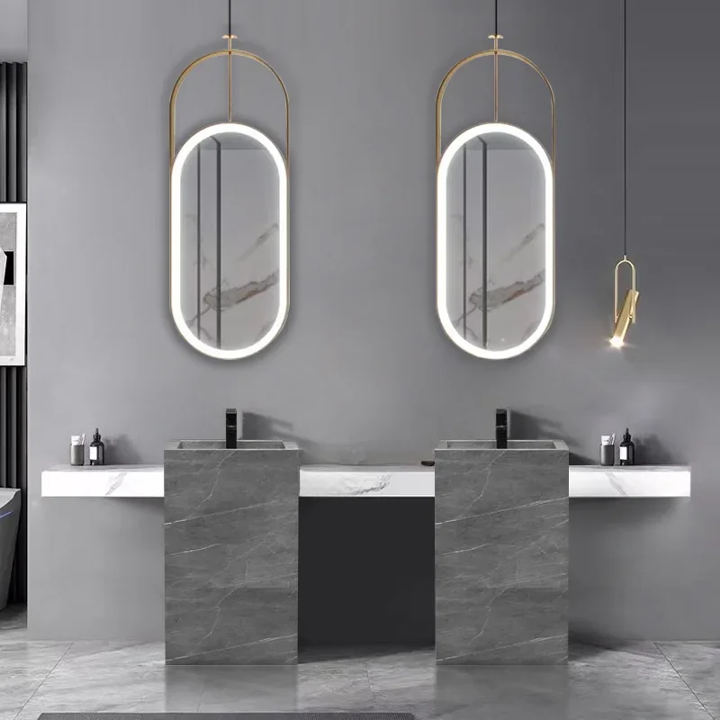 Luxury rock slab integrated basin column basin bathroom cabinet combination floor-to-ceiling wash sink face