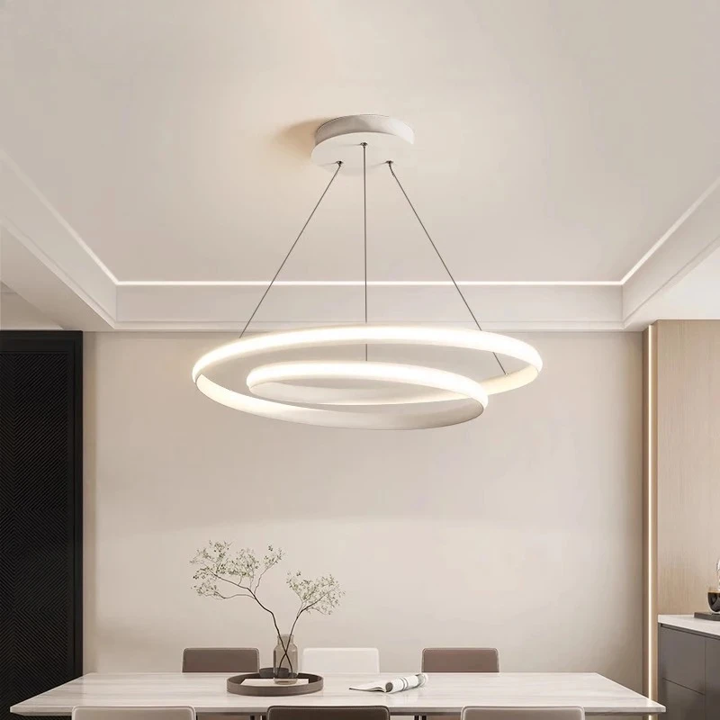 Nordic LED Restaurant Hanging Chandelier Ring Aluminum Suitable for Kitchen Restaurant Pendant Light Home Decoration Lighting