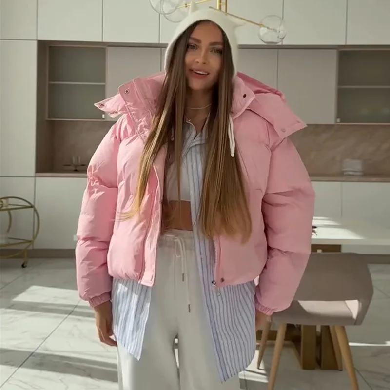 

Хлопковая женская куртка 2025, новая мода, короткий стиль, свободный повседневный топ с капюшоном