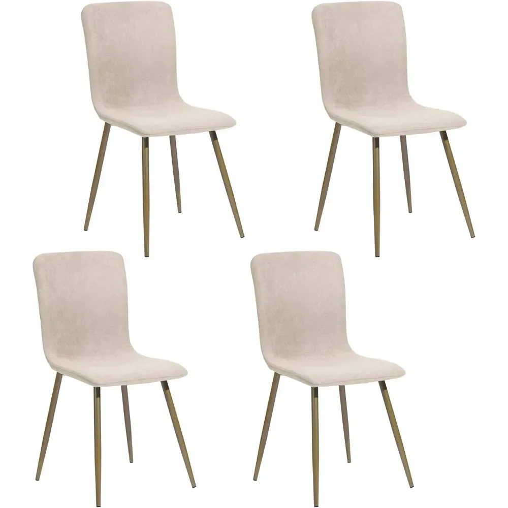 

Set of 4 dining chairs with modern fabric upholstered with golden legs for dining and kitchen use