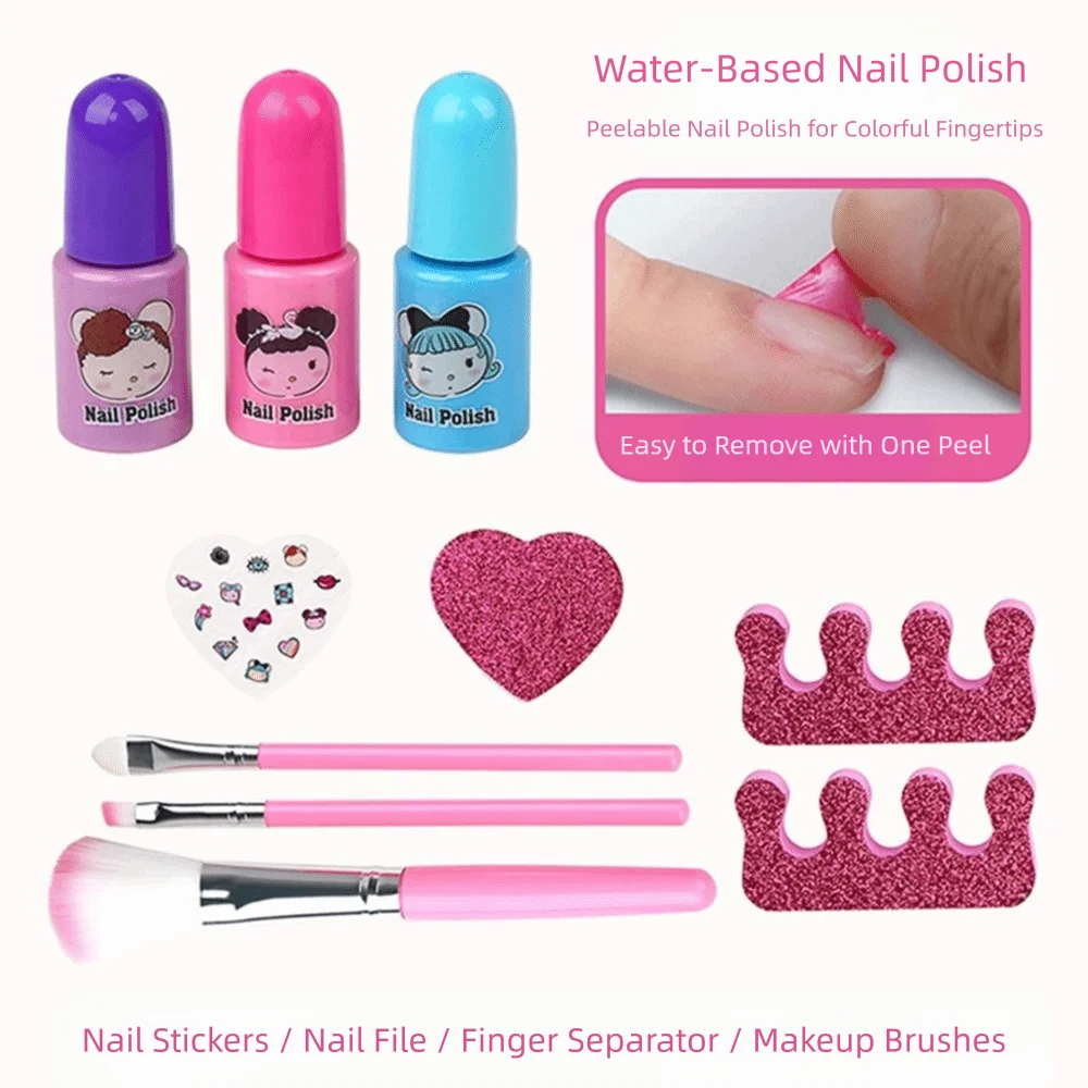 Lápiz labial, juguetes de maquillaje para niños, sombra de ojos portátil, juego de belleza cosmética para niños, bolso de regalo de cumpleaños, maquillaje de princesa