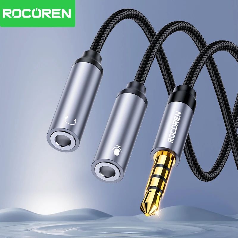 Rocoren 3.5mm Jack AUX Audio Splitter Cable 2 Way Aux Male to Double Female Headphone Audio Adapter For Earphones Phone Tablet