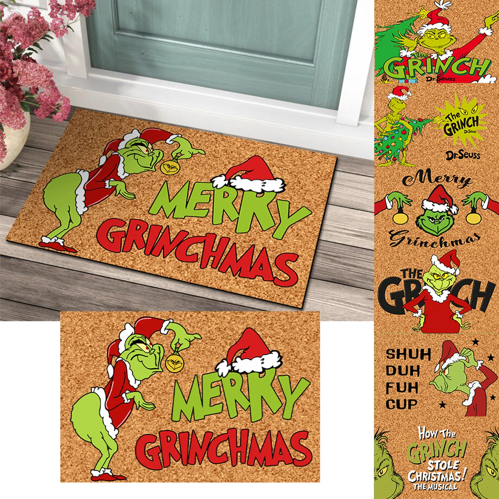 Christmas Door Mats Anti-Slip Rug Decorations For Home Mat Outdoor Mat For Front Door Entryway Christmas Carpet 23.7x 15.9 Inch