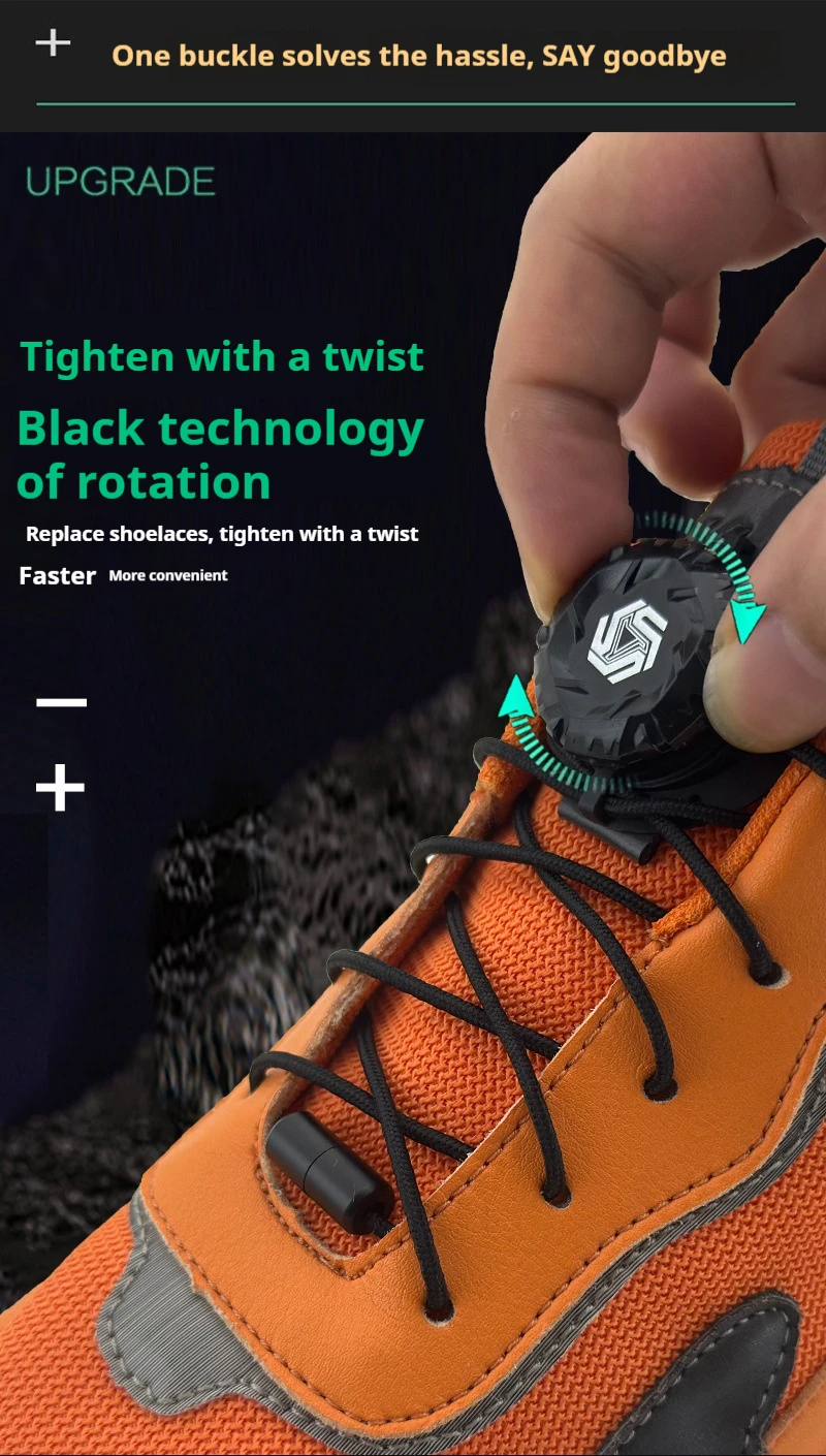 Automatische Schnürsenkel ohne Binden, mit leuchtender Drehdorn-Schnalle, für Sneaker, dicke Schnürsenkel, für Kinder und Erwachsene, schnelle Schnürsenkel. – Detail 3