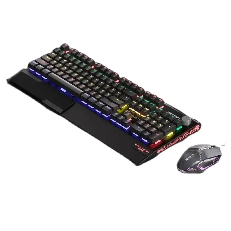 Wired Gaming Keyboard and Mouse Combo USB Gaming Keyboard with Bright Rainbow Backlight 104 Key No Conflict Buttons For Laptop