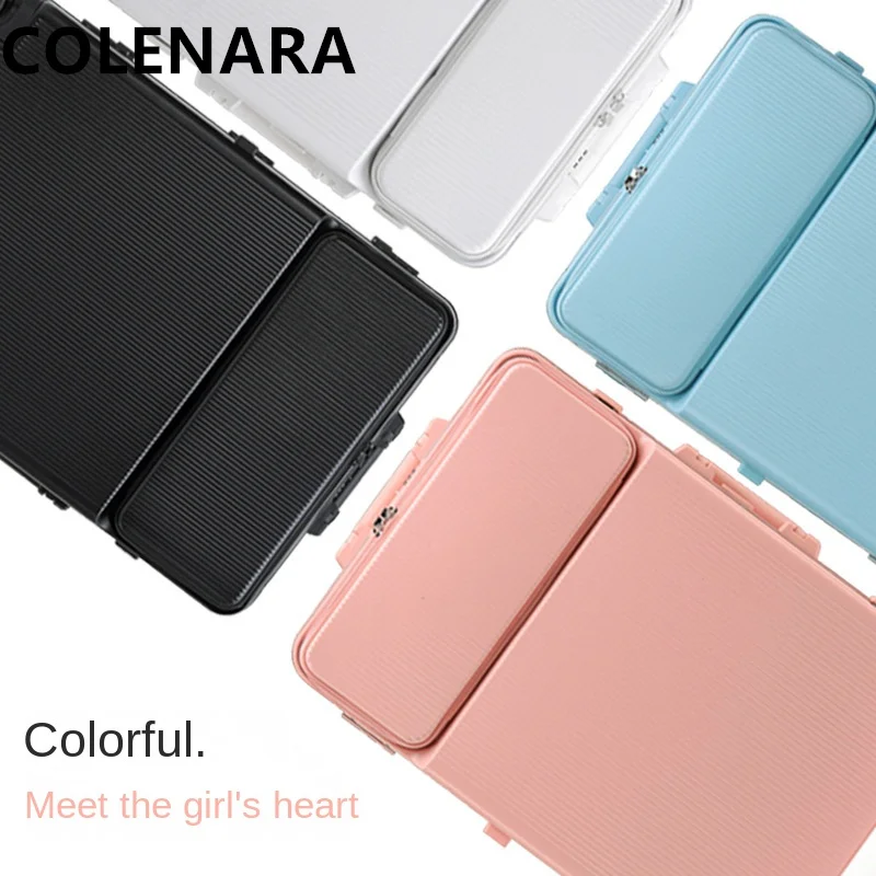 Colenara กระเป๋าห้องโดยสารกระเป๋าด้านหน้ากระเป๋าขึ้นเครื่องแล็ปท็อป24 "28" เคสแบบมีล้อลากโครงสร้างอะลูมิเนียม20 "kopor perjalanan ชาร์จ USB