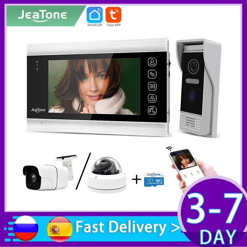 

Jeatone Tuya 7Inch WiFi Video Intercom Doorphon With 1080P Automatic Detection Eye Camera For Home Apartment Door Phone Intercom