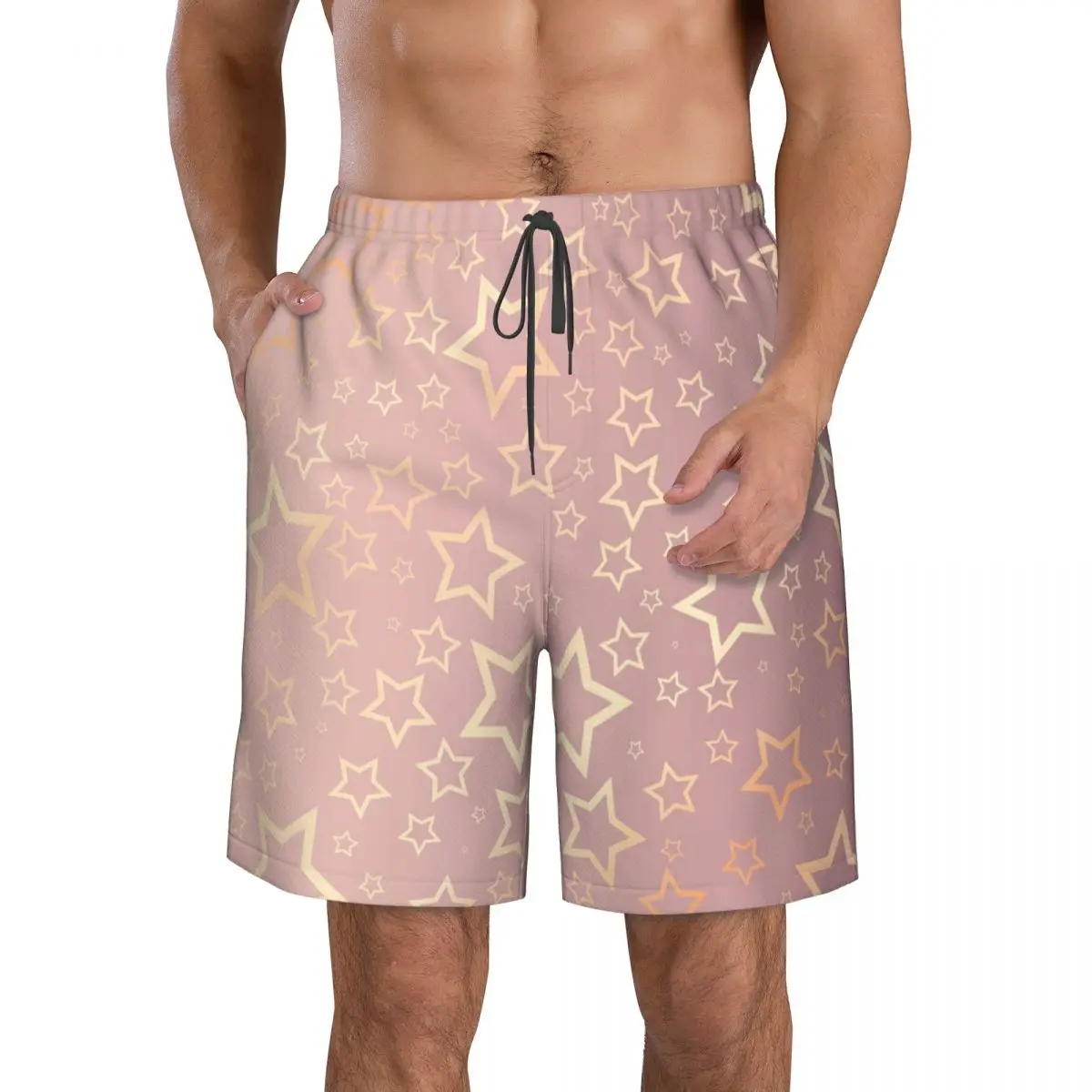 Summer beach swimsuit men's quick-drying swimwear Starry Rose Gold men breathable swimwear beach shorts sexy male swimsuit