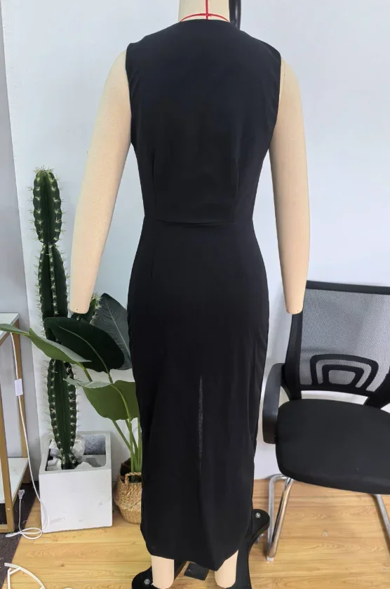 Elegantes, figurbetontes Midikleid mit eckigem Ausschnitt und Reißverschluss für Damen – Sommer 2026 Neuheit – Detail 5