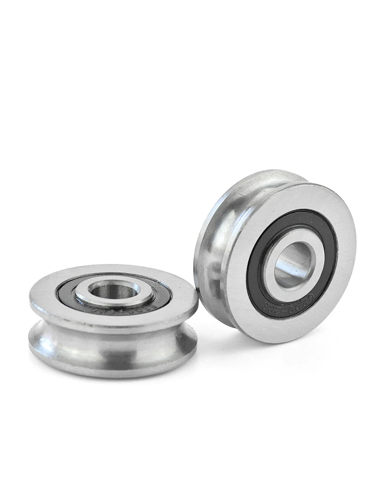 1Pc 10*37*12mmU groove concave wheel bearing pulley roller over line pulley guide wheel bearing steel