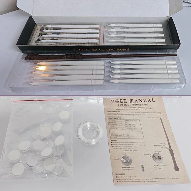 10/20 قطعة الشموع LED العائمة عديمة اللهب وميض شمعة عصا سحرية التحكم عن بعد لعيد الميلاد عيد ميلاد جارلاند مصباح سلسلة ضوء
