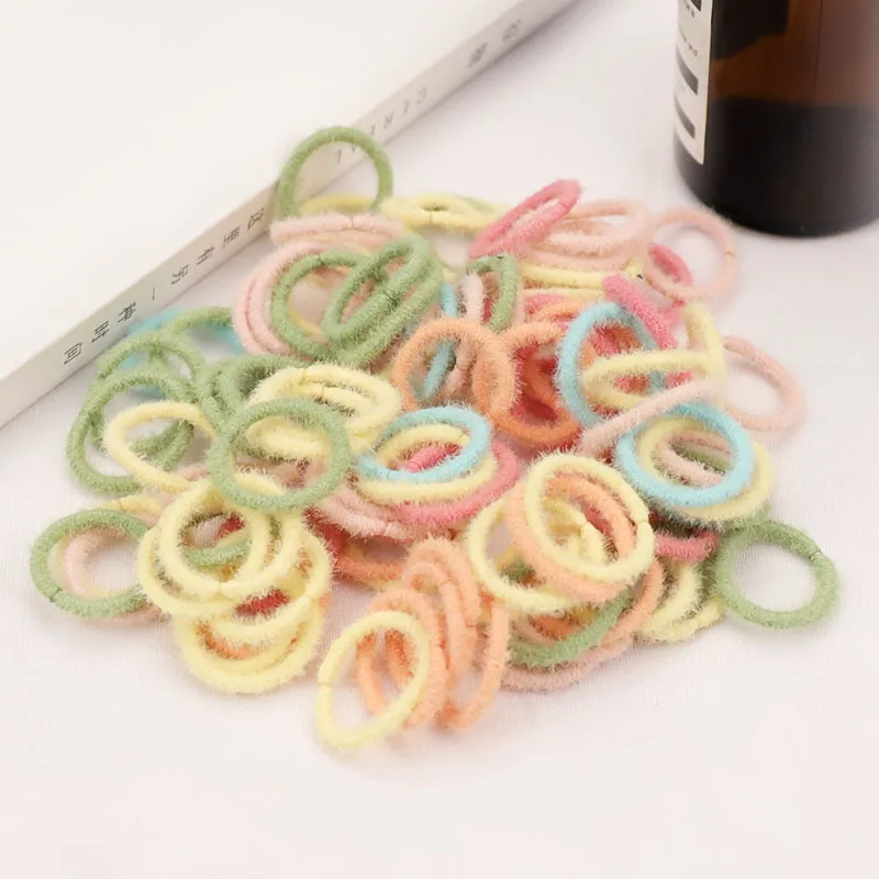 

100 Pcs/set 2CM Mini Elastic Hair Bands Sweet Candy Color Hair Ties Gentle No Tangle Ponytail Holders for Baby Hair Accessories