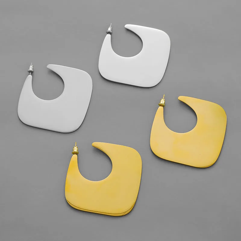 High shiny square hoop earrings for women geometric statement earrings minimalist simple jewelry new in 2026