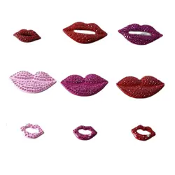 2pcs/lot Rhinestone Alloy Buttons Red Lips Button For Girl Hair Phone Shell Diy Clothing Decoration Jewelry Accessories