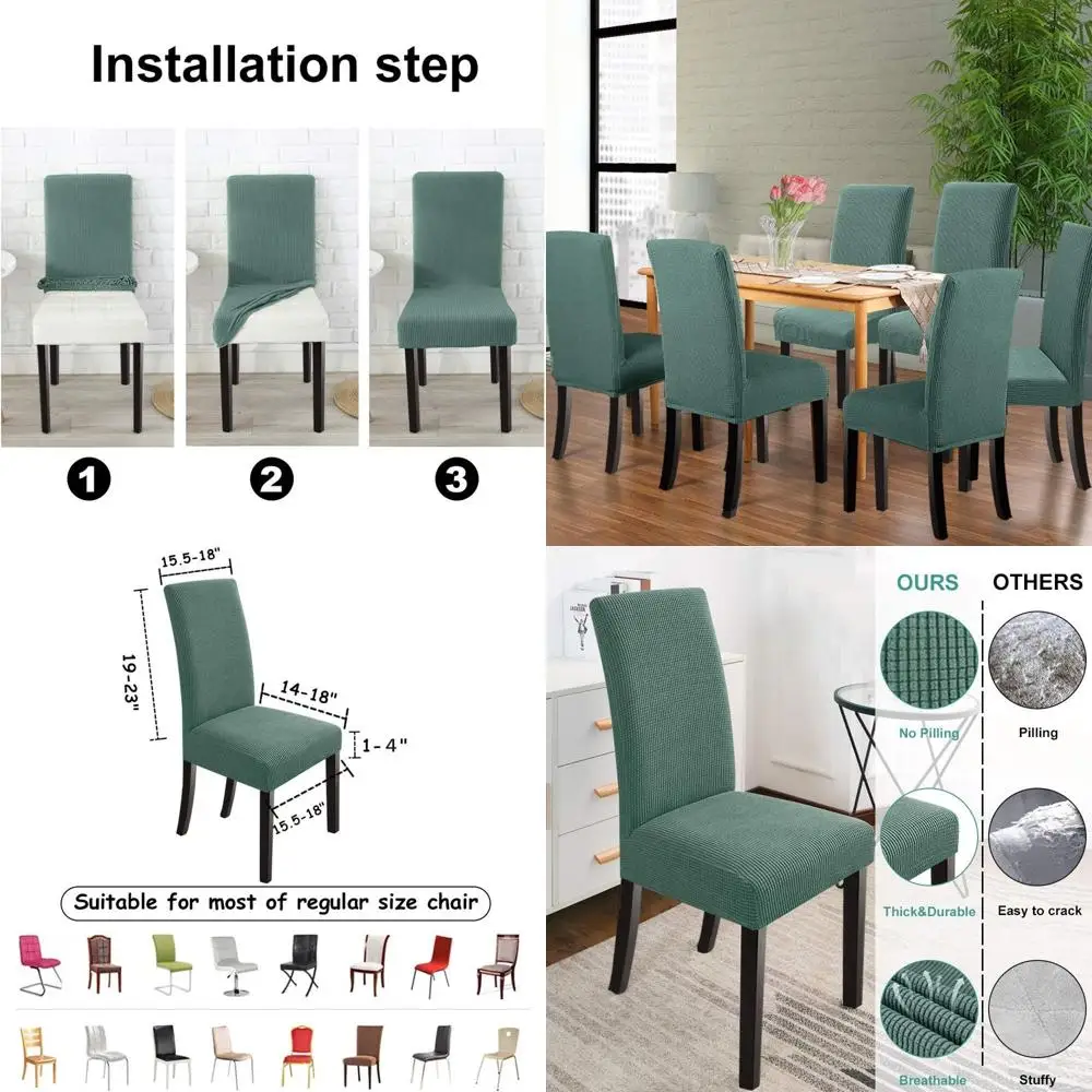 

Stretchy Dining Chair Slipcovers Set of 8, Dark Cyan, for Parsons Style Chairs