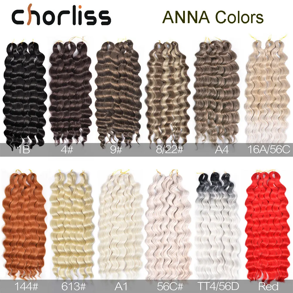 Anna Haar Synthetische Losse Diepe Golf Vlechten Haarextensies 24 Inch Los Diep Ombre Blond Water Wave Curl Twist Gehaakt Haar