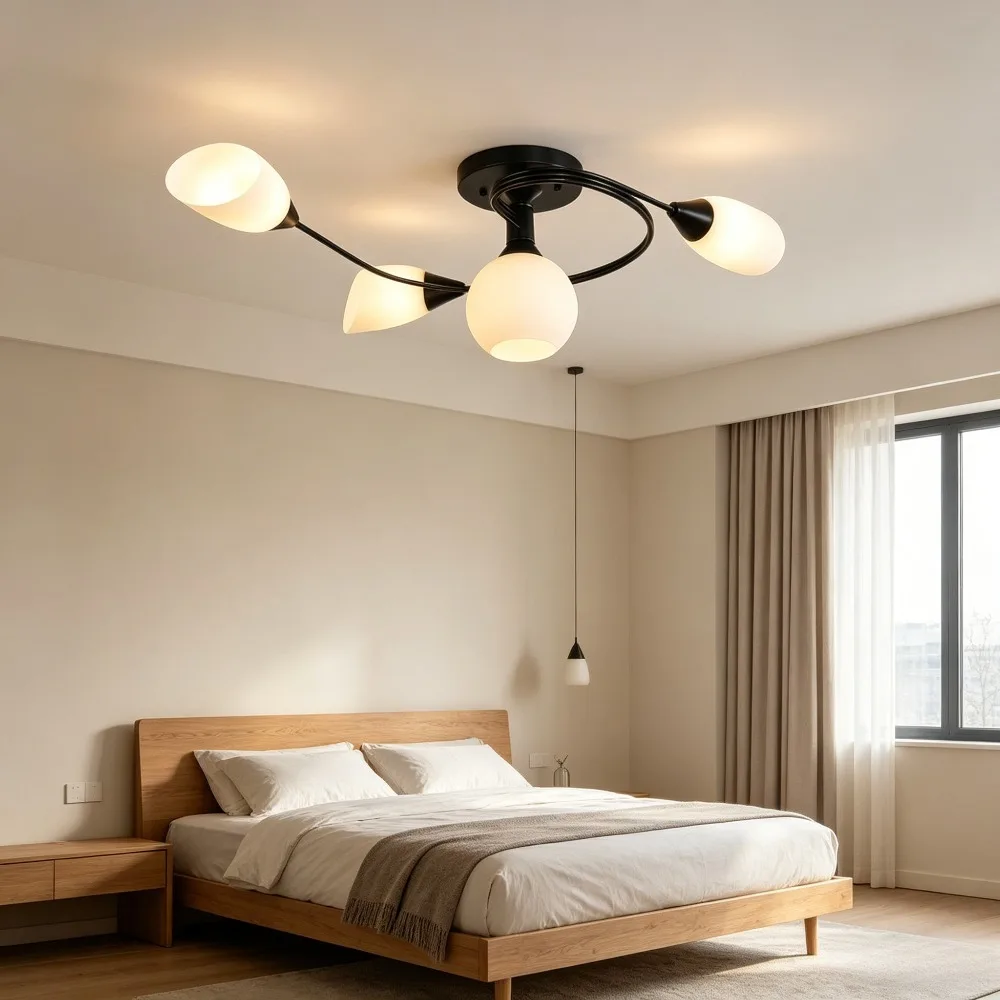 Iron Ceiling Light, Modern Minimalist Spiral Shape