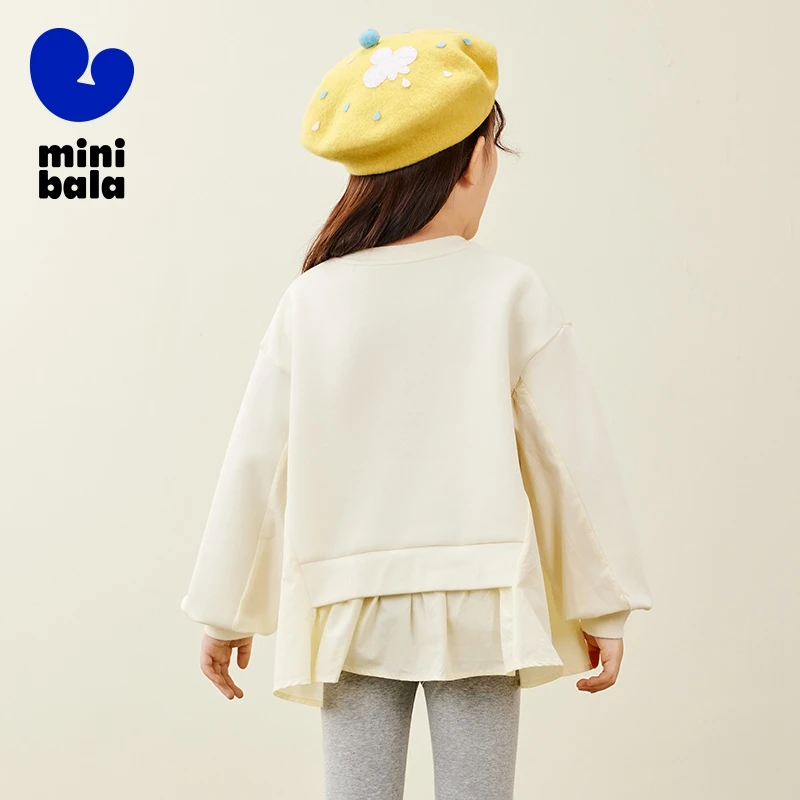 Mini Bala Sweatshirt Met Lange Mouwen Meisjes 2024 Nieuwe Herfst Comfortabele En Elastische Top