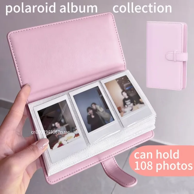 Tragbares 3-Zoll-Fotoalbum, 108 Blatt Papierfolie, kleines Kartenbroschüre für Kpop Idol Ticket Card Collection, rosa Organizer