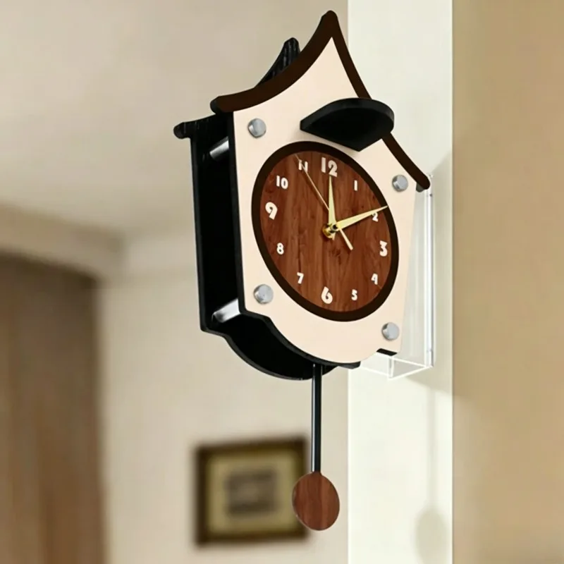 Medieval Double-sided Wall Clock Creative Aesthetic Art Corner Wall Clock Living Room Noiseless Storage Clocks Interior Decor