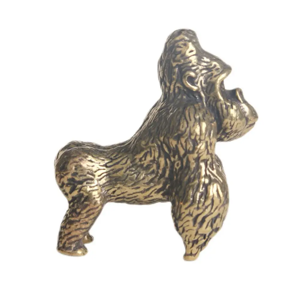 Brass Gorilla Statue Retro Orangutan Sculpture Desktop Metal Artwork Home Decoration Artistic Office Adornment