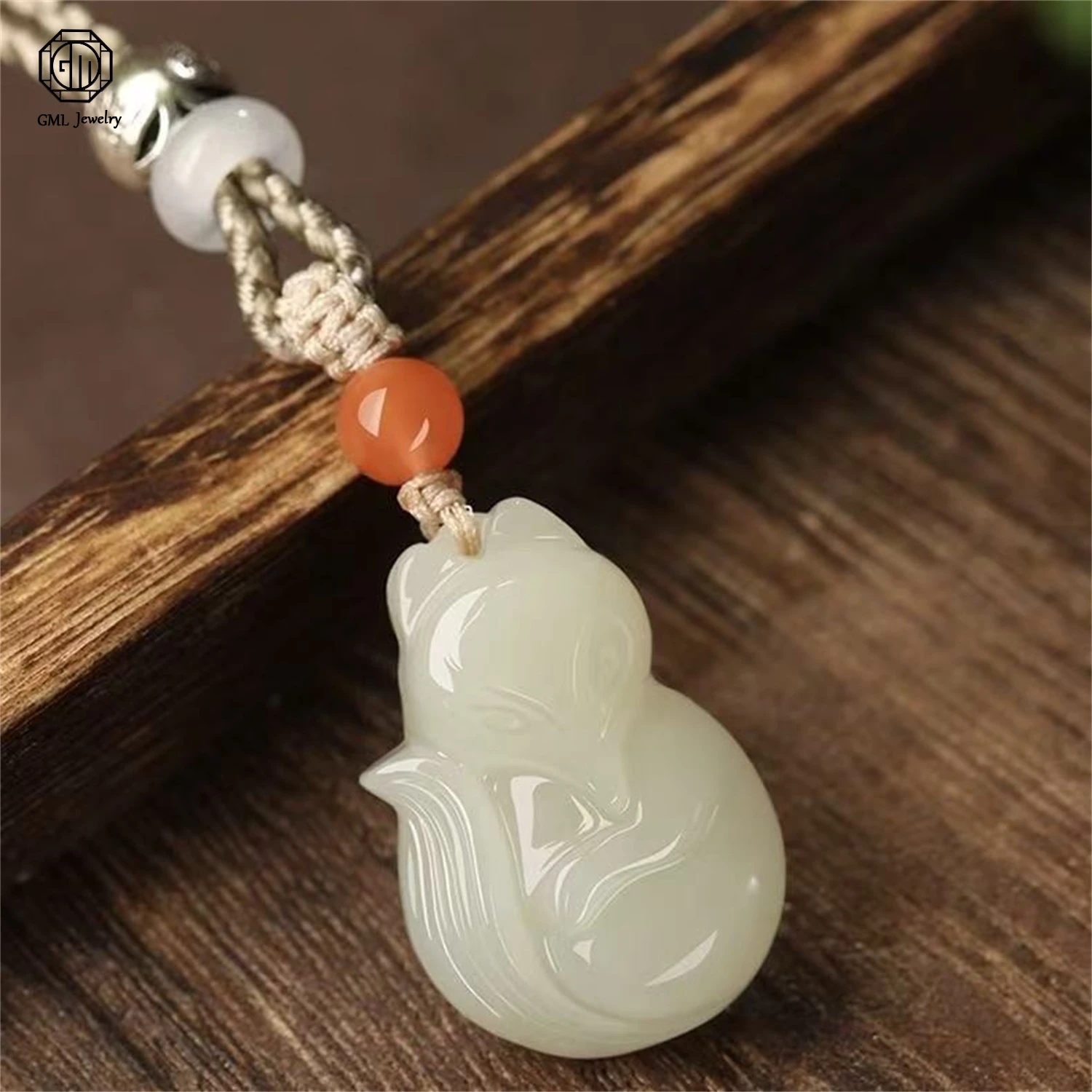 

Hetian White Jade Fox Pendant Cute Animal Carved Nephrite Gemstone Unisex Men Women Necklace Jewelry Gift