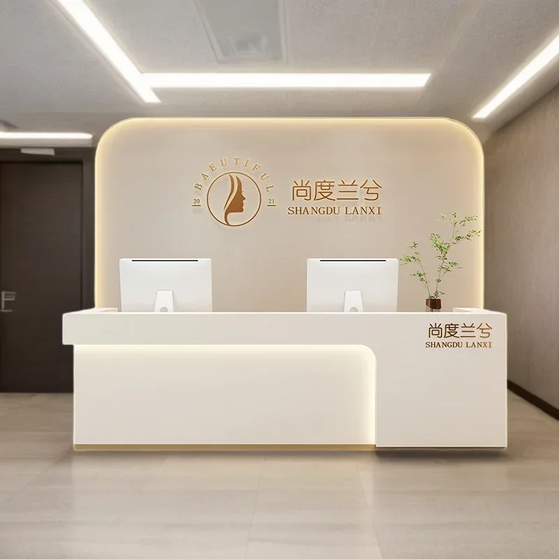 

Restaurant Front Desk Table Hairdresser Counter Reception Salon Furniture Luxury Modern Lectern Simple Minimalist Aesthetic Spa