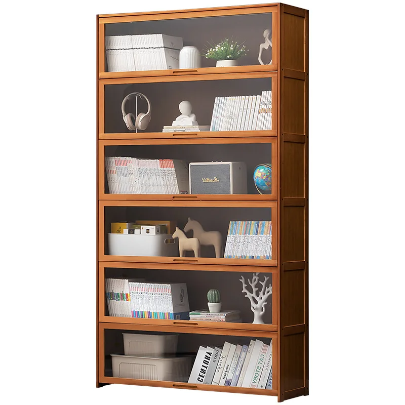 

Bookshelf, bookcase storage, shelf with cabinet door, integrated grid