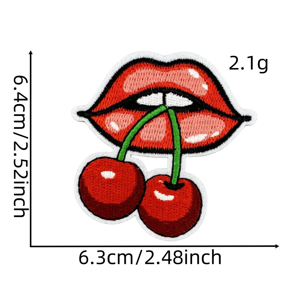 1 piece Cartoon Cherry Patches Iron On Embroidery Fruits Patch For Clothing Backpack Decoration