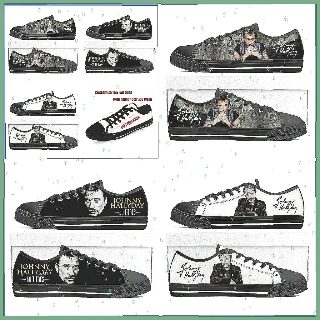 

Johnny Hallyday Canvas Sneakers | Custom Rock Singer Print | Unisex Casual Shoes for Men & Women