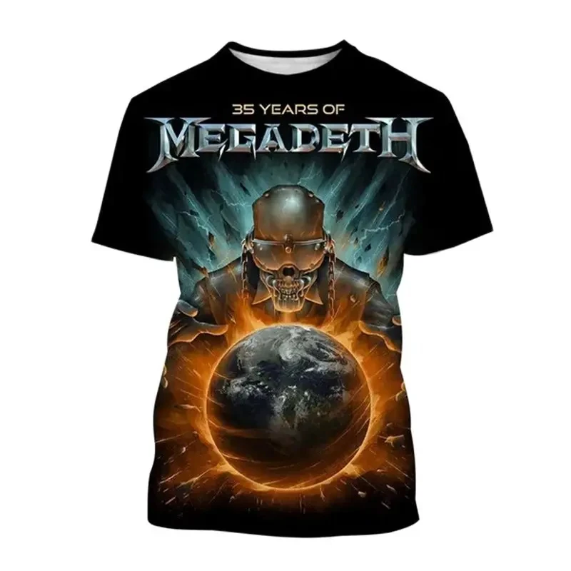 Megadeth 3D Printing Fashion T-shirt Summer Men Ladies Popular T Shirts Hip Hop Style Short Sleeves Men Woman Vintage Tops