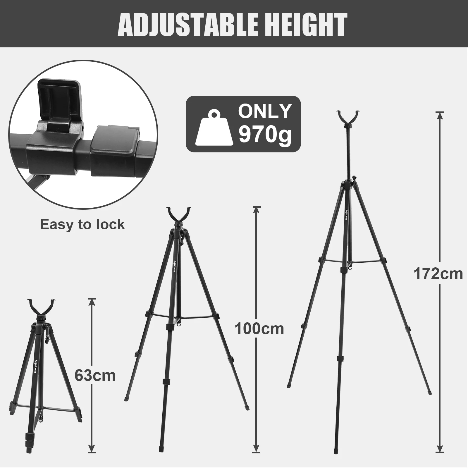 Shooting Tripod Hunting V Yoke Head Aluminum Lightweight Shooting Stick Rest Adjustable Height Tripod for Hunt Outdoors Rifle