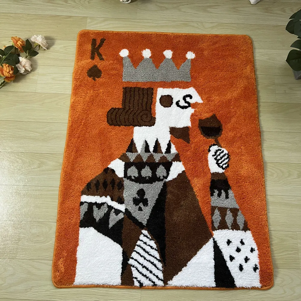 

Cartoon Poker K King Cards Rugs Soft Tufted Living Room Bedroom Decor Carpet Bedside Area Rug Children Play Pad Floor Mats