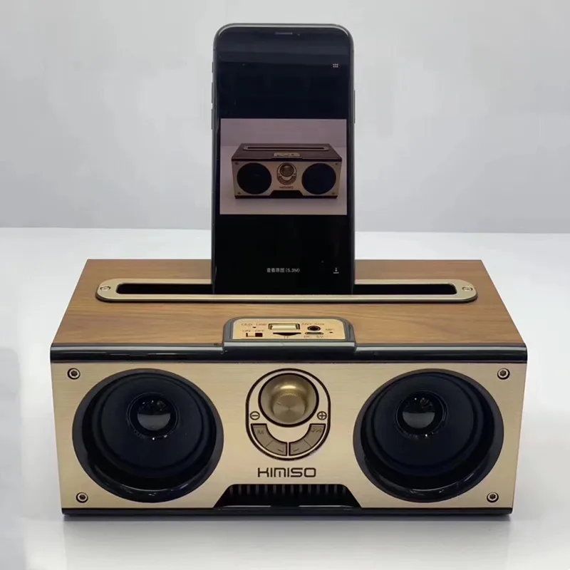 

Retro Wooden Portable FM Radio Speakers Bluetooth Wireless Audio Player Support USB/TF Card/AUX Input HI-FI Super Bass Sound