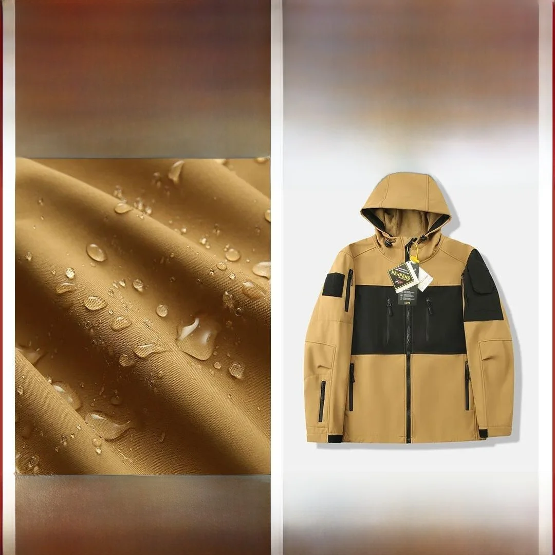 

Men's Fce Lined Soft ell Jaet Outdoor Sports Windproof Waterproof New Autumn Winter Youth Stand Fit Long Sve Coat