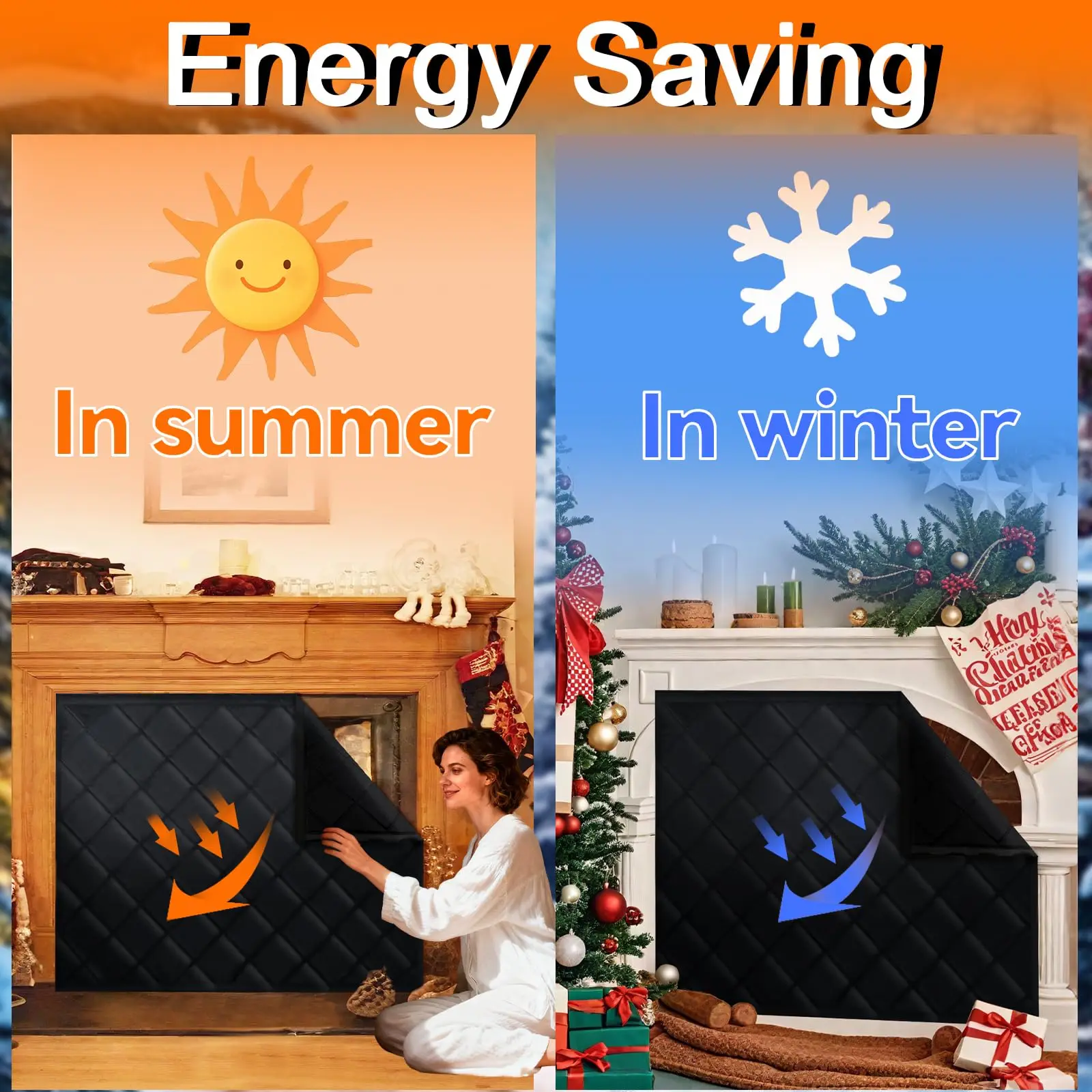 

Magnetic Fireplace Blanket For Heat Loss Indoor Fireplace Covers Keep Drafts Out Stops Heat Loss Fireplace Stopper With Built-In